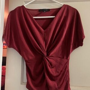 White House Black Market Short Sleeve Blouse in Dusty Cranberry Color